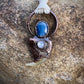 Cougar Claw with Blue Kyanite and Rainbow Moonstone - Copper Electroformed Necklace