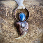 Cougar Claw with Blue Kyanite and Rainbow Moonstone - Copper Electroformed Necklace