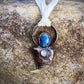 Cougar Claw with Blue Kyanite and Rainbow Moonstone - Copper Electroformed Necklace