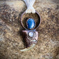 Cougar Claw with Blue Kyanite and Rainbow Moonstone - Copper Electroformed Necklace