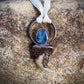 Cougar Claw with Blue Kyanite and Rainbow Moonstone - Copper Electroformed Necklace