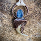 Cougar Claw with Blue Kyanite and Rainbow Moonstone - Copper Electroformed Necklace