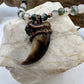 Black Bear Claw on Jasper and Montana Agate Bead Strand, Med/Lg Rear Claw - Copper Electroformed Necklace