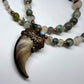 Black Bear Claw on Jasper and Montana Agate Bead Strand, Med/Lg Rear Claw - Copper Electroformed Necklace