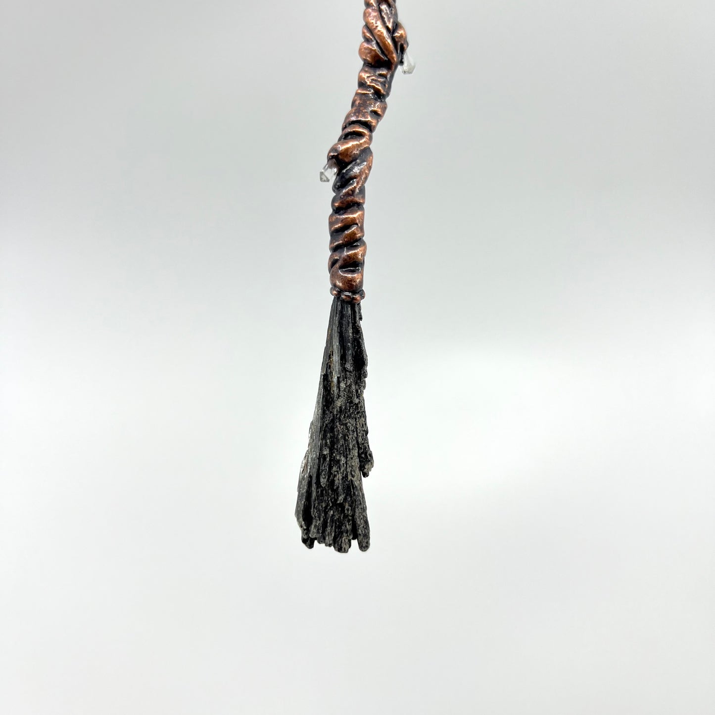 Kyanite Witch's Broom Necklace - Copper Electroformed