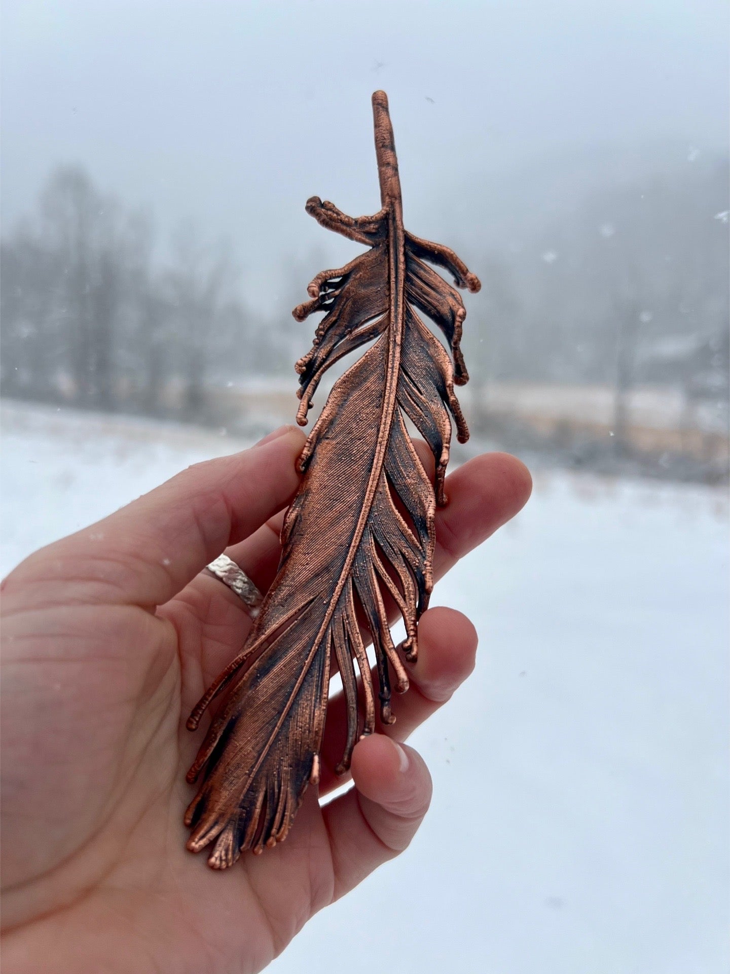 Peekaboo Guinea Feather - Copper Electroformed - Ornamental Keepsake