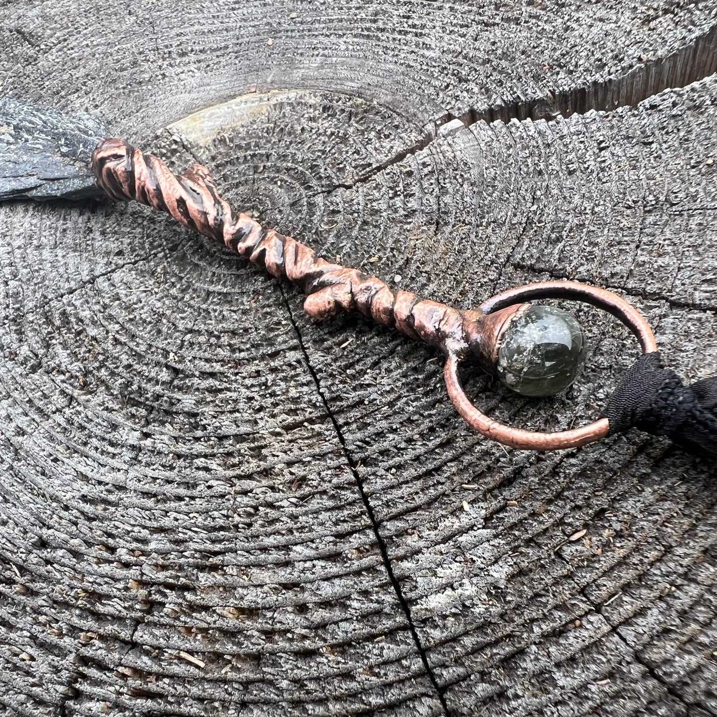 Kyanite Witch's Broom Necklace - Copper Electroformed