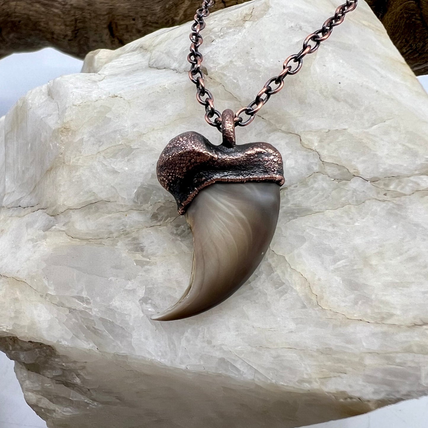Black Bear Claw Necklace, Small Rear Claw - Copper Electroformed