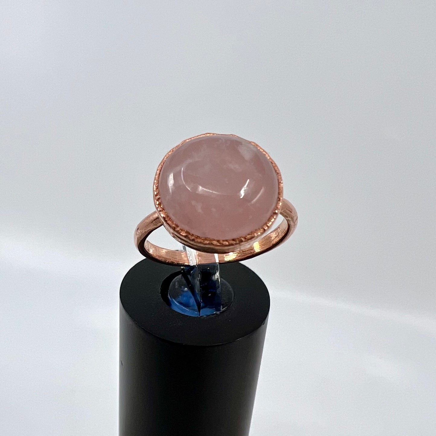 Size 6.25 Rose Quartz Ring - Copper Electroformed