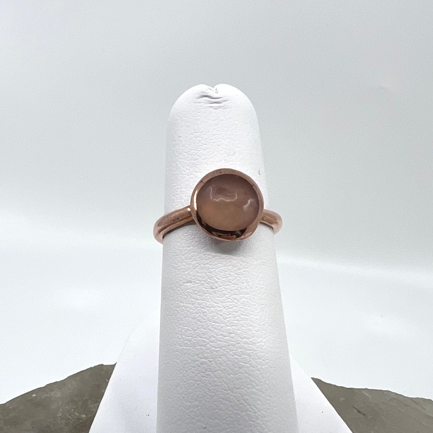 Size 4.5 Rose Quartz Ring - Copper Electroformed