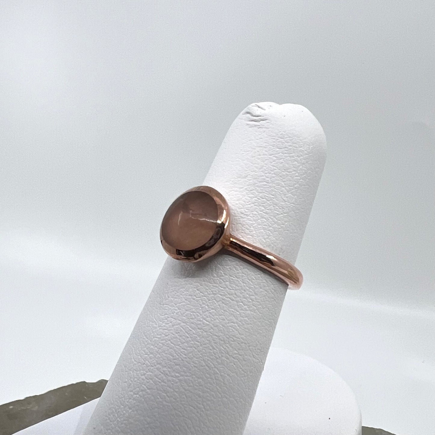 Size 4.5 Rose Quartz Ring - Copper Electroformed
