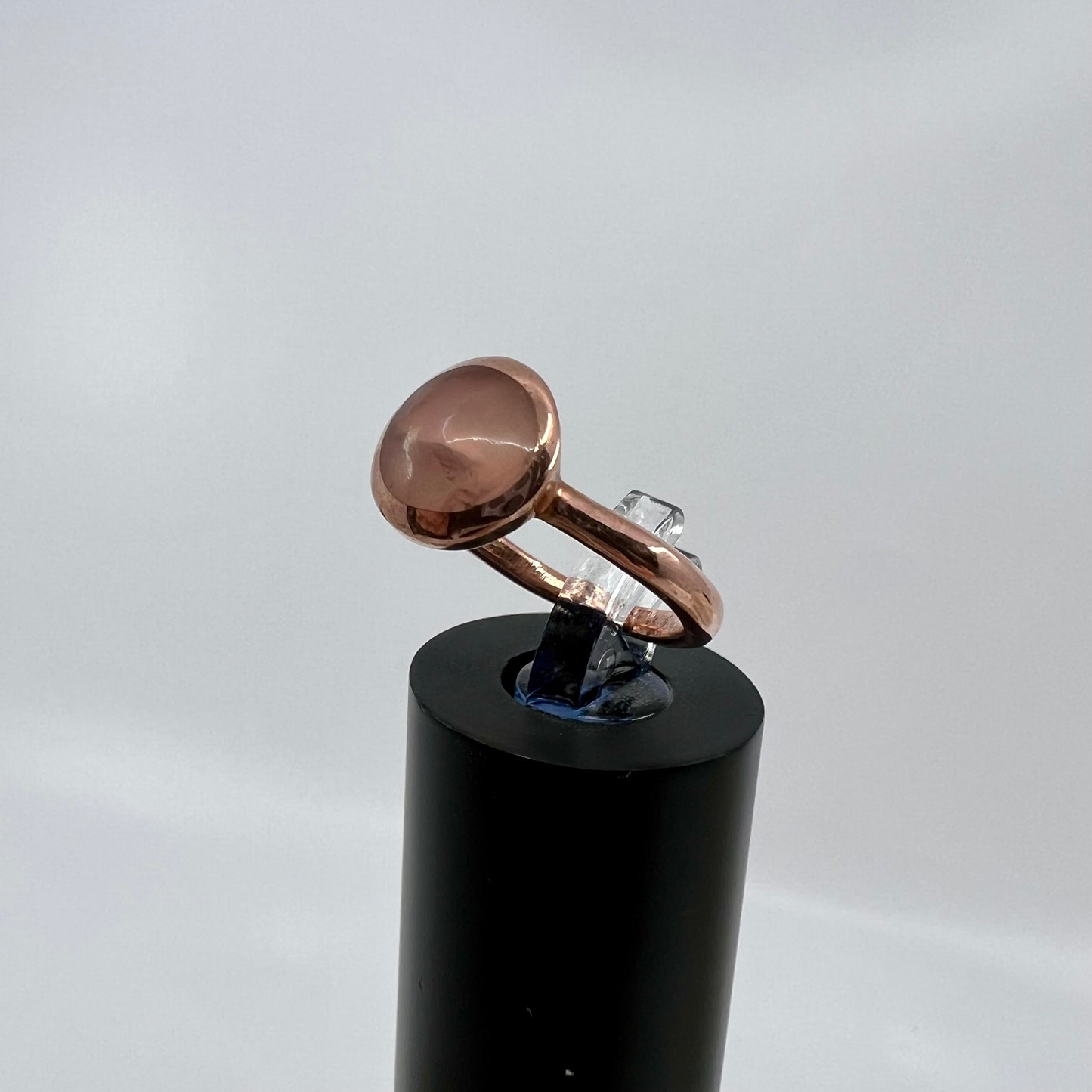 Size 4.5 Rose Quartz Ring - Copper Electroformed