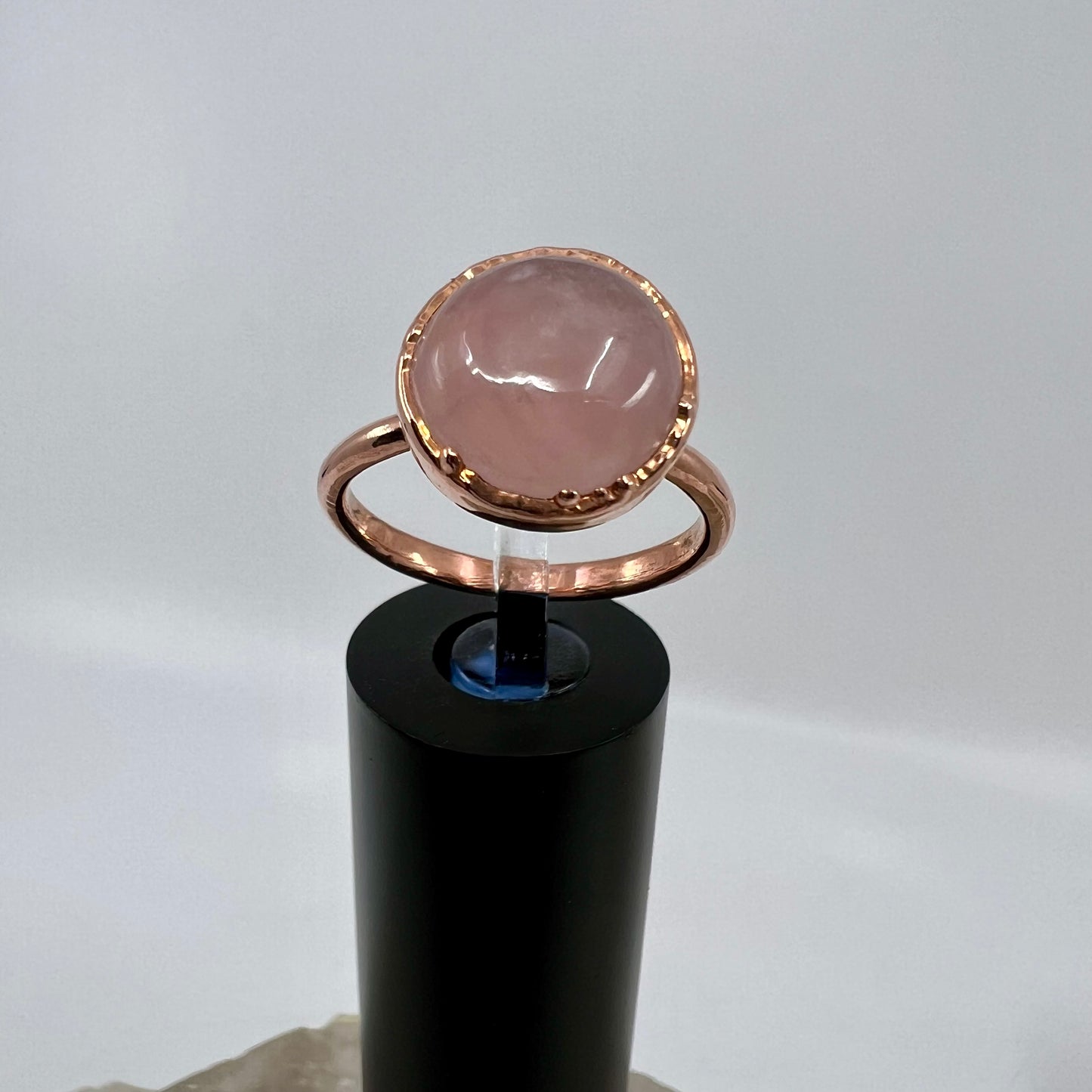 Size 9.25 Rose Quartz Ring - Copper Electroformed