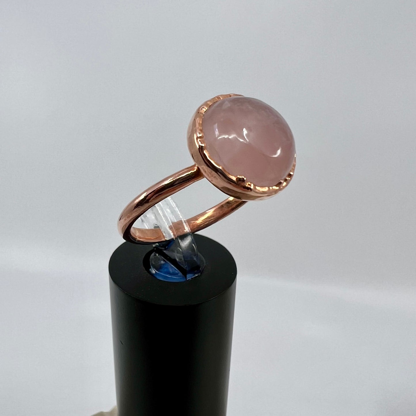 Size 9.25 Rose Quartz Ring - Copper Electroformed