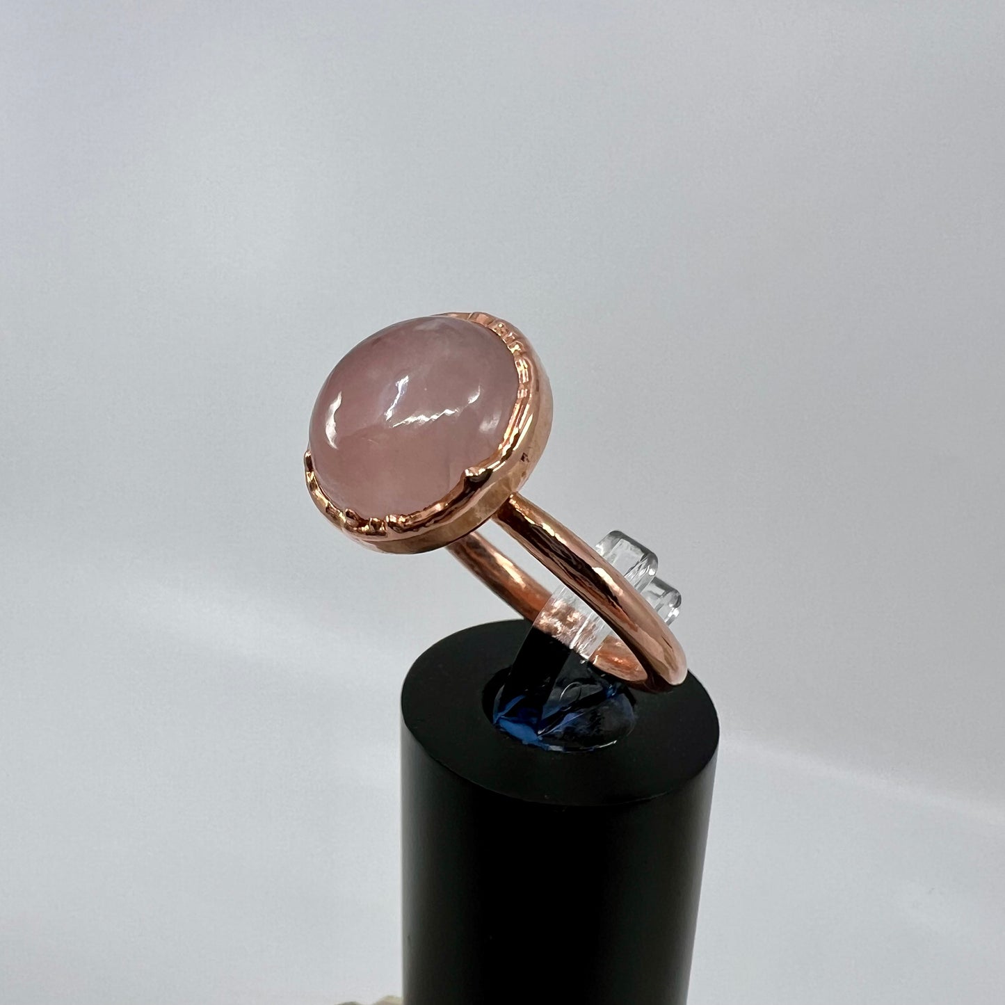 Size 9.25 Rose Quartz Ring - Copper Electroformed