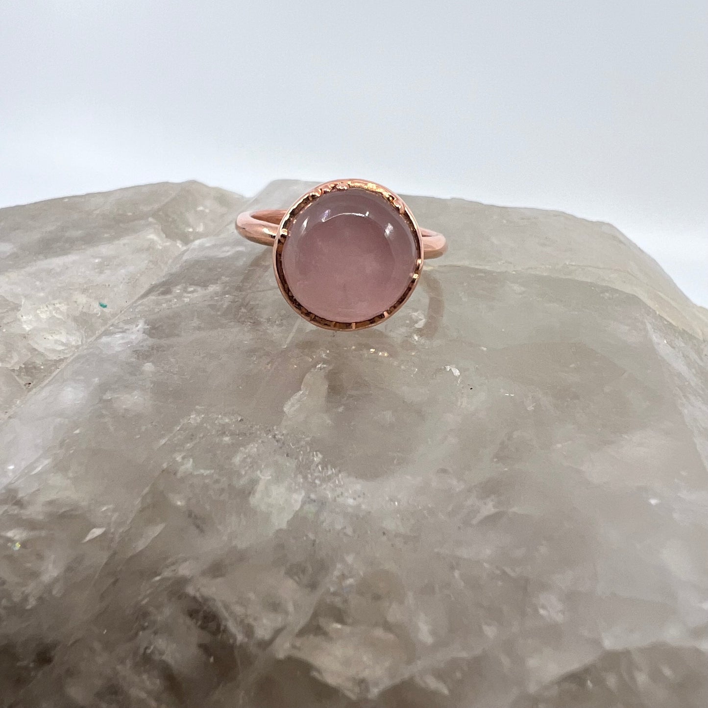 Size 9.25 Rose Quartz Ring - Copper Electroformed