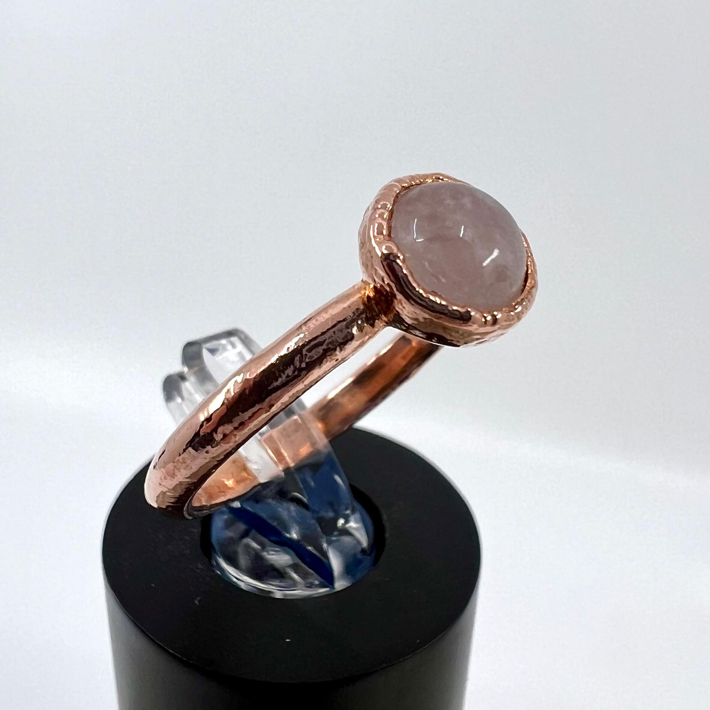 Size 5.5 Rose Quartz Ring - Copper Electroformed