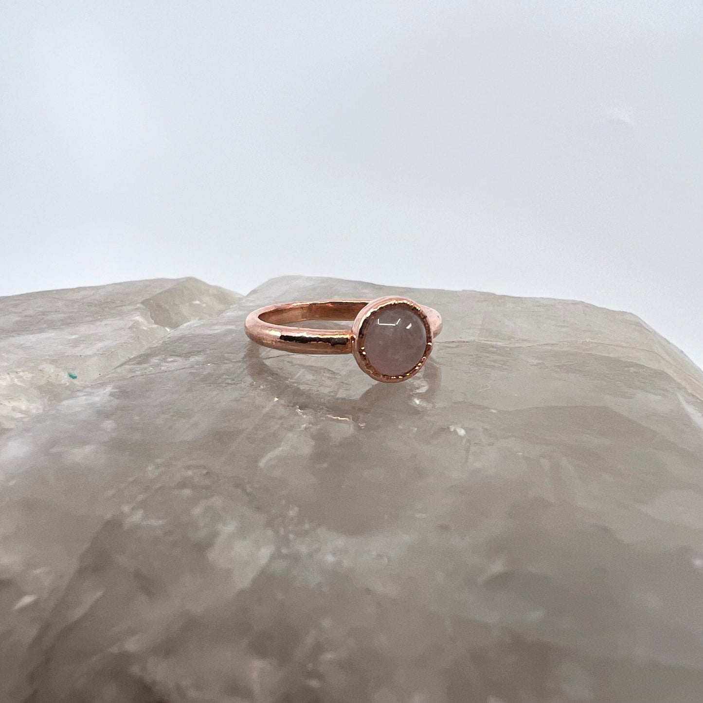 Size 5.5 Rose Quartz Ring - Copper Electroformed