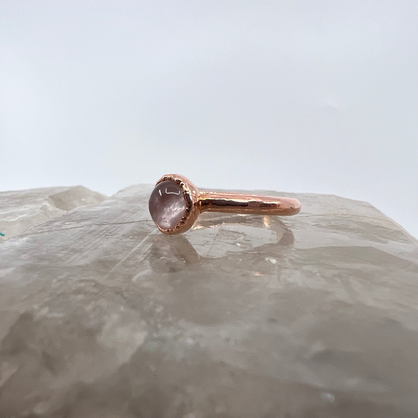 Size 5.25 Rose Quartz Ring - Copper Electroformed