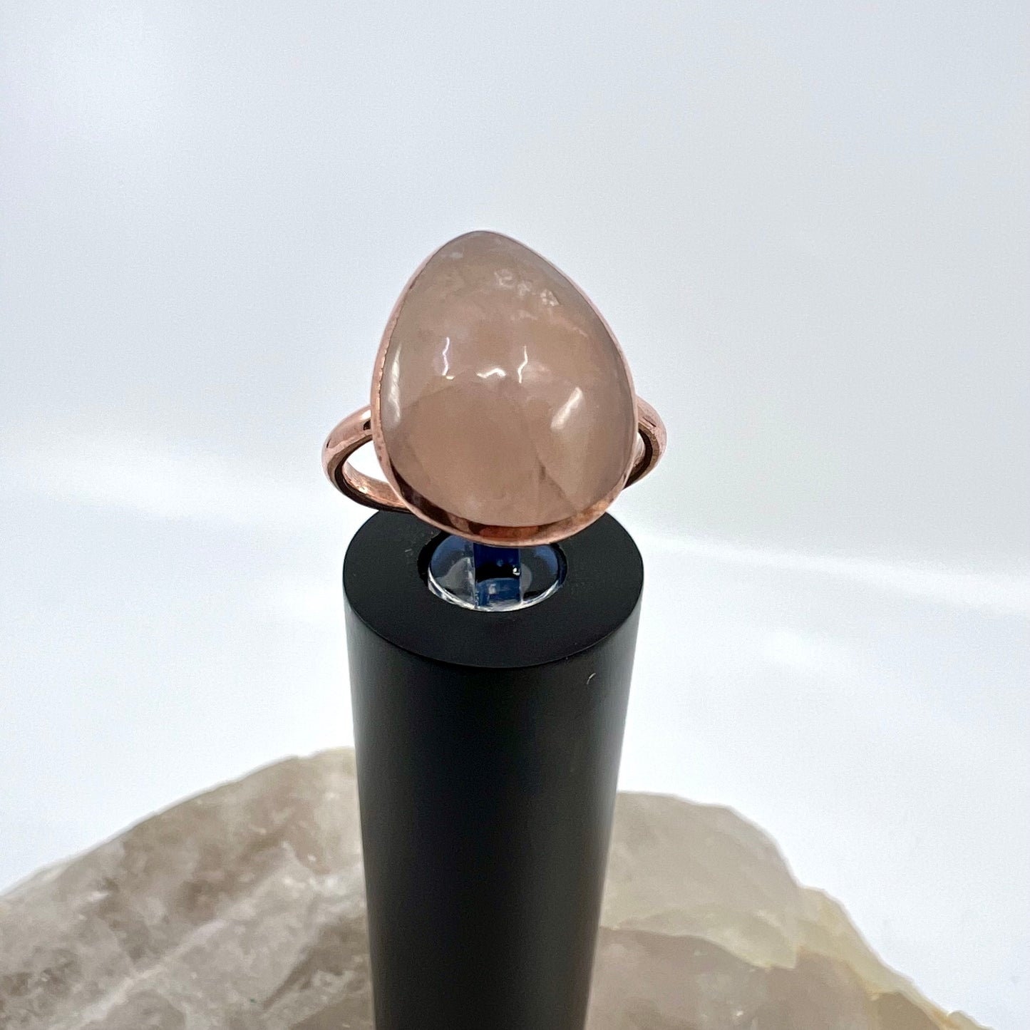 Size 6.75 Rose Quartz Ring - Copper Electroformed