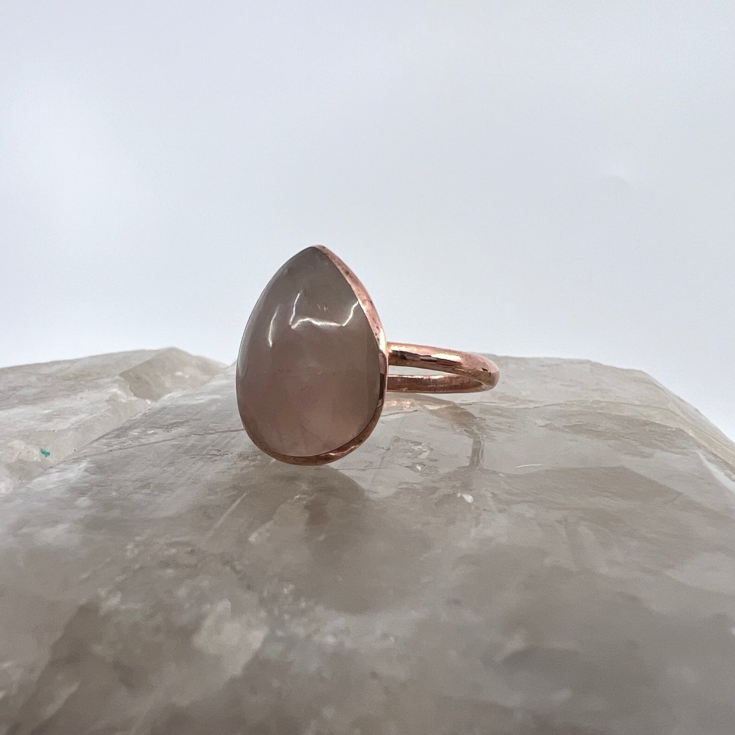 Size 6.75 Rose Quartz Ring - Copper Electroformed