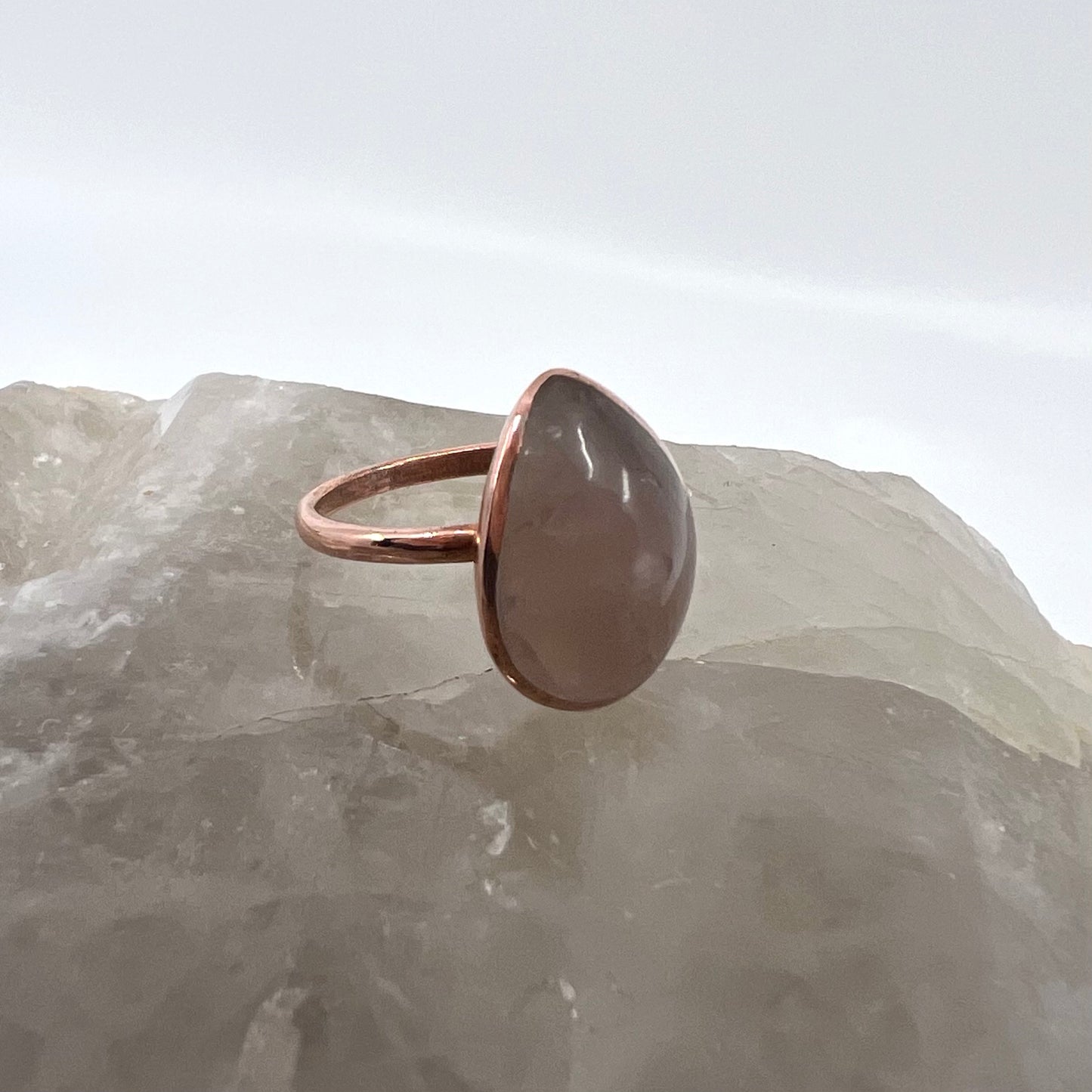 Size 6.75 Rose Quartz Ring - Copper Electroformed