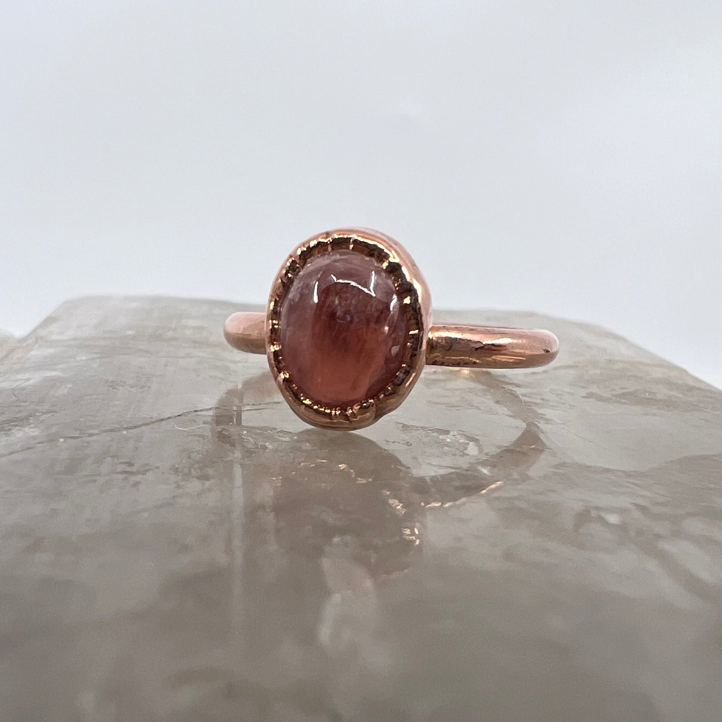 Size 6.25 Rhodochrosite Ring - Copper Electroformed