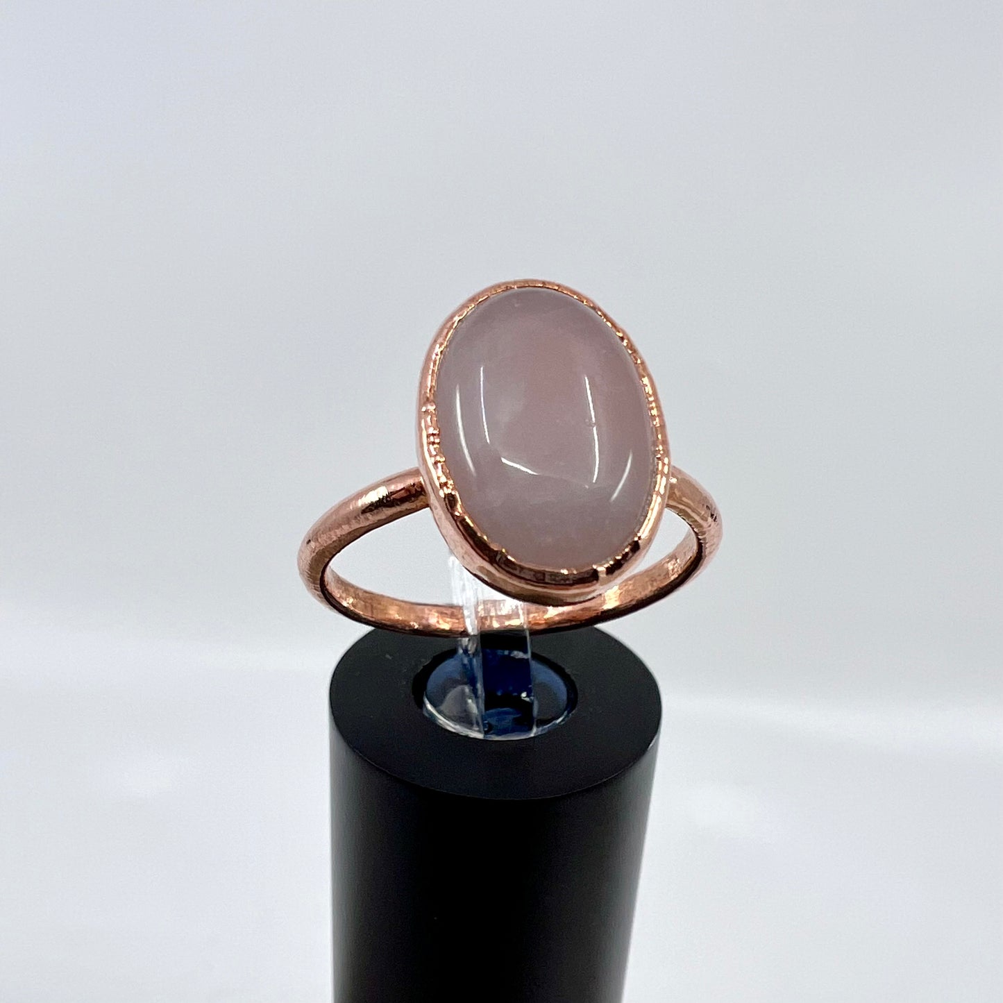 Size 9 Rose Quartz Ring - Copper Electroformed