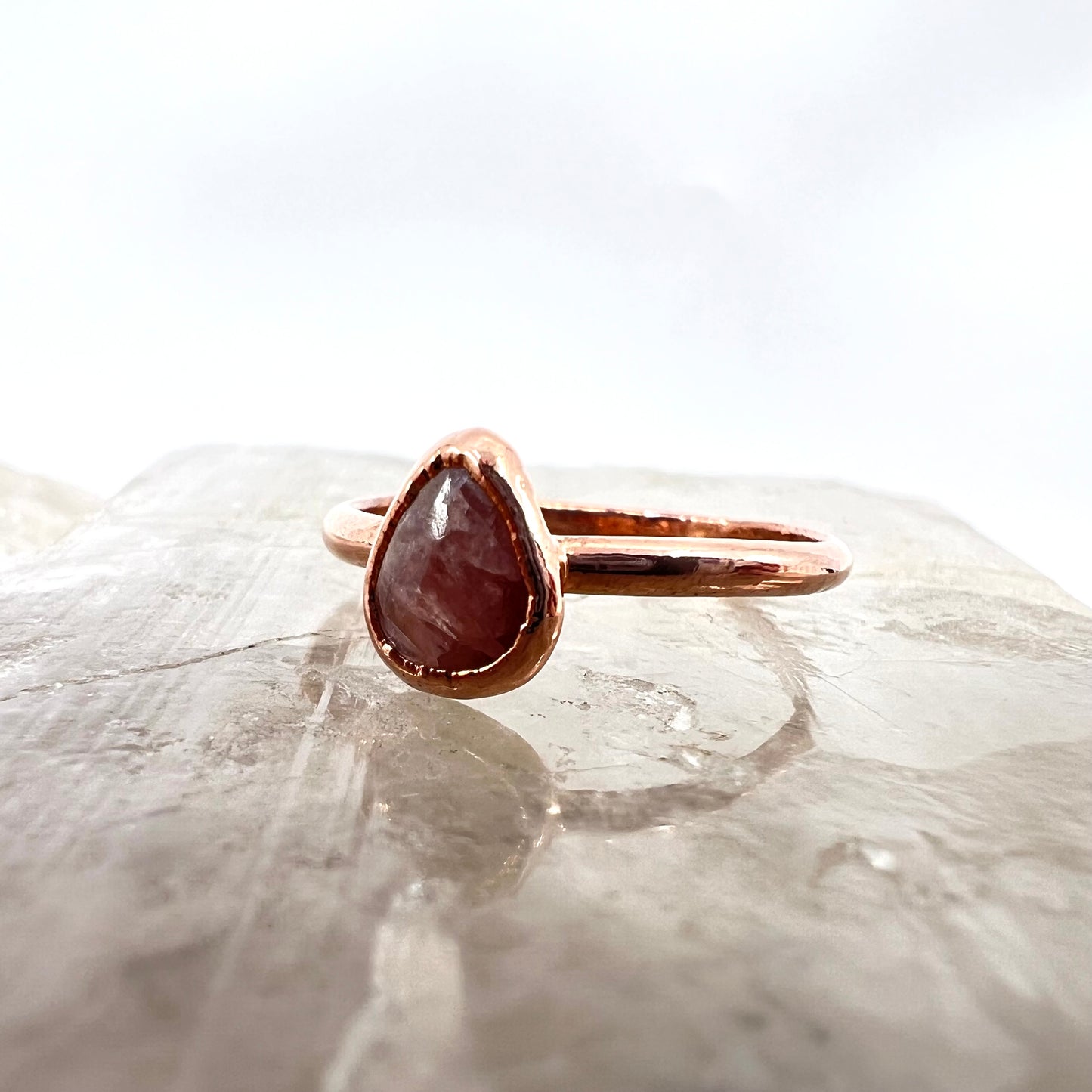 Size 7 Rhodochrosite Ring - Copper Electroformed