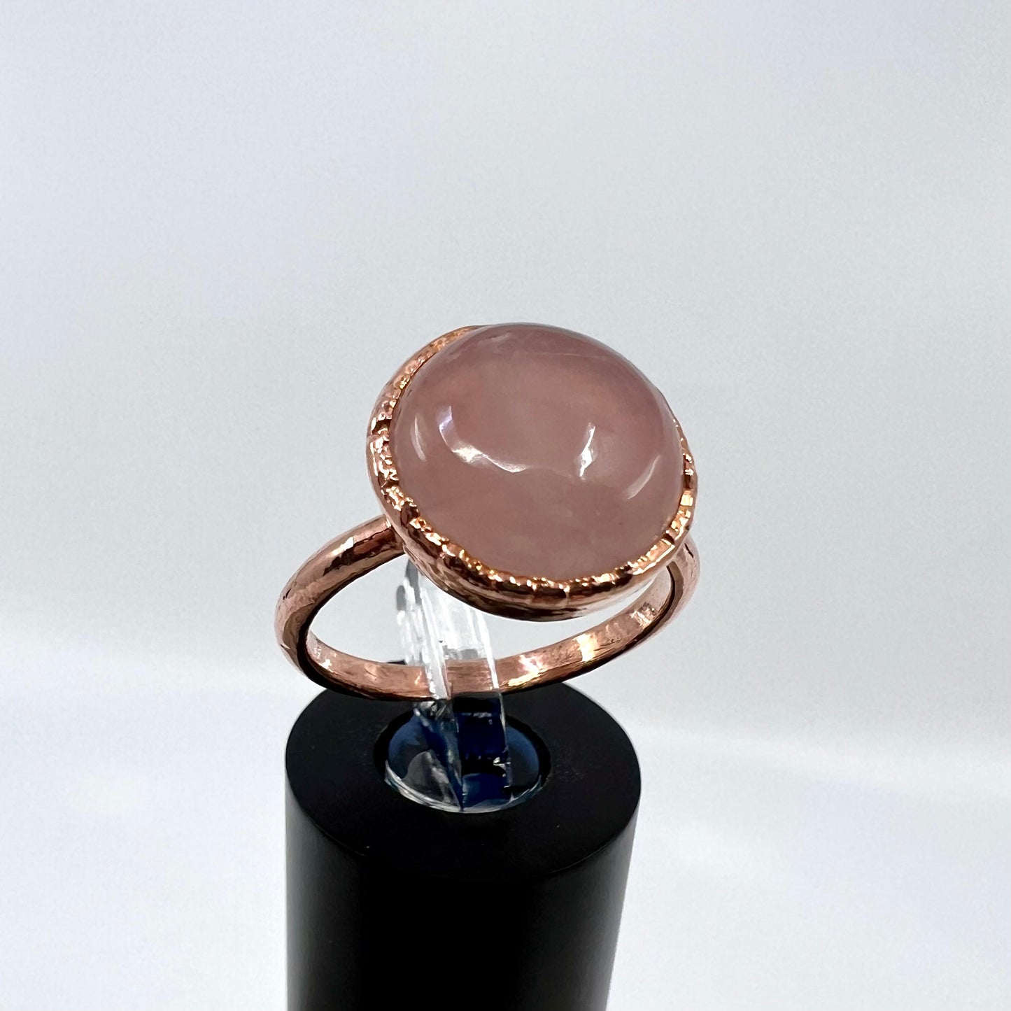 Size 7.75 Rose Quartz Ring - Copper Electroformed