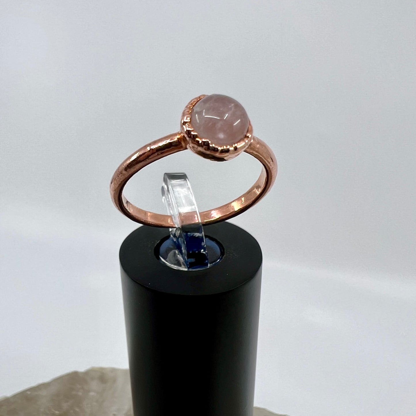 Size 7.25 Rose Quartz Ring - Copper Electroformed