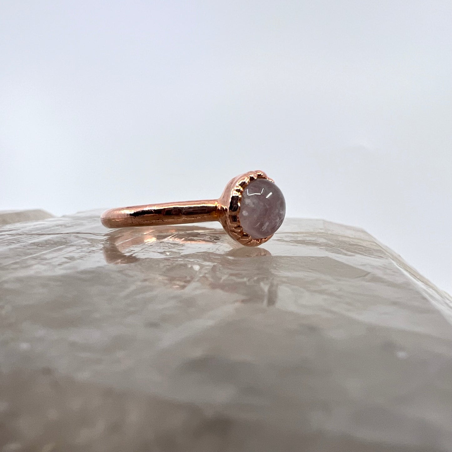 Size 7.25 Rose Quartz Ring - Copper Electroformed