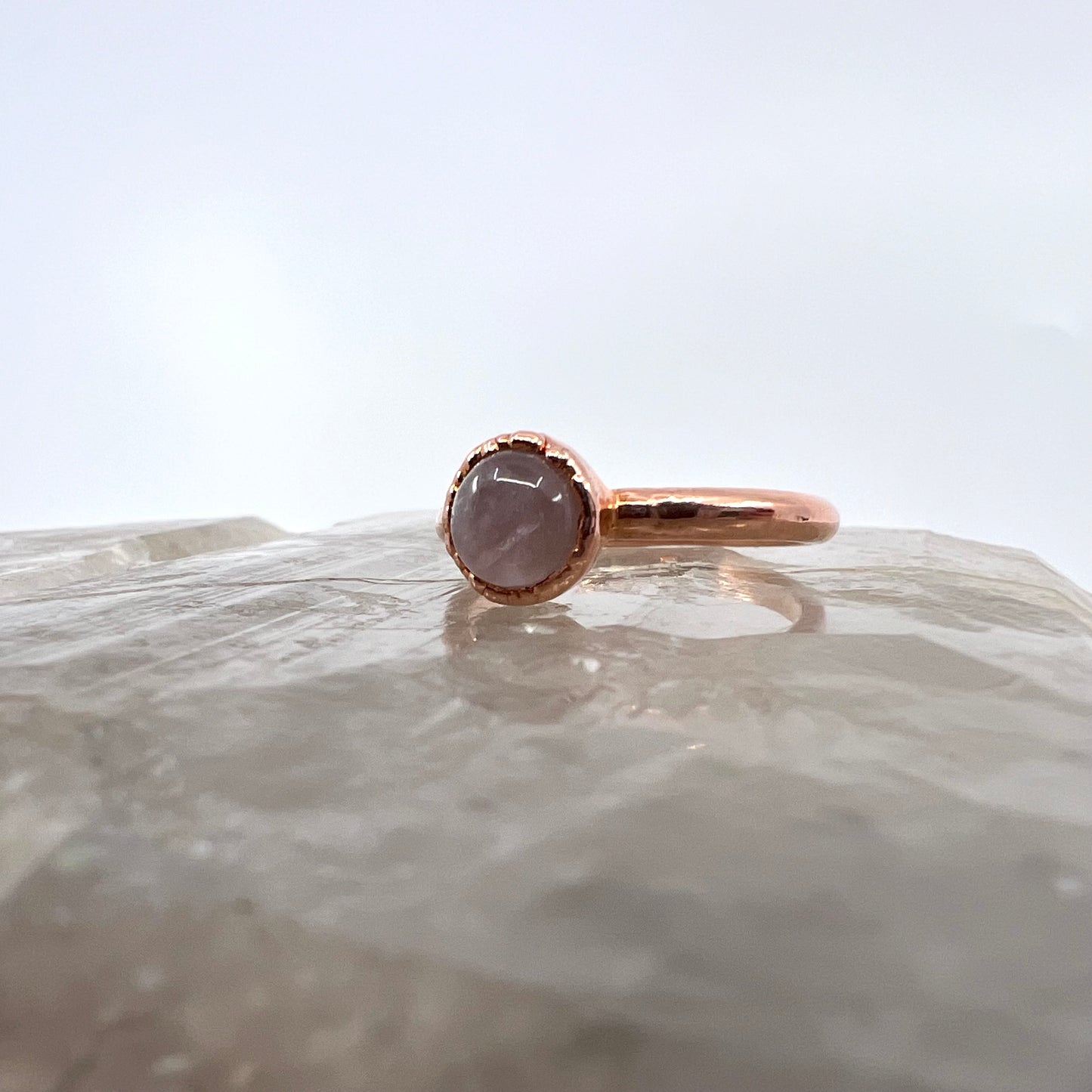 Size 7.25 Rose Quartz Ring - Copper Electroformed