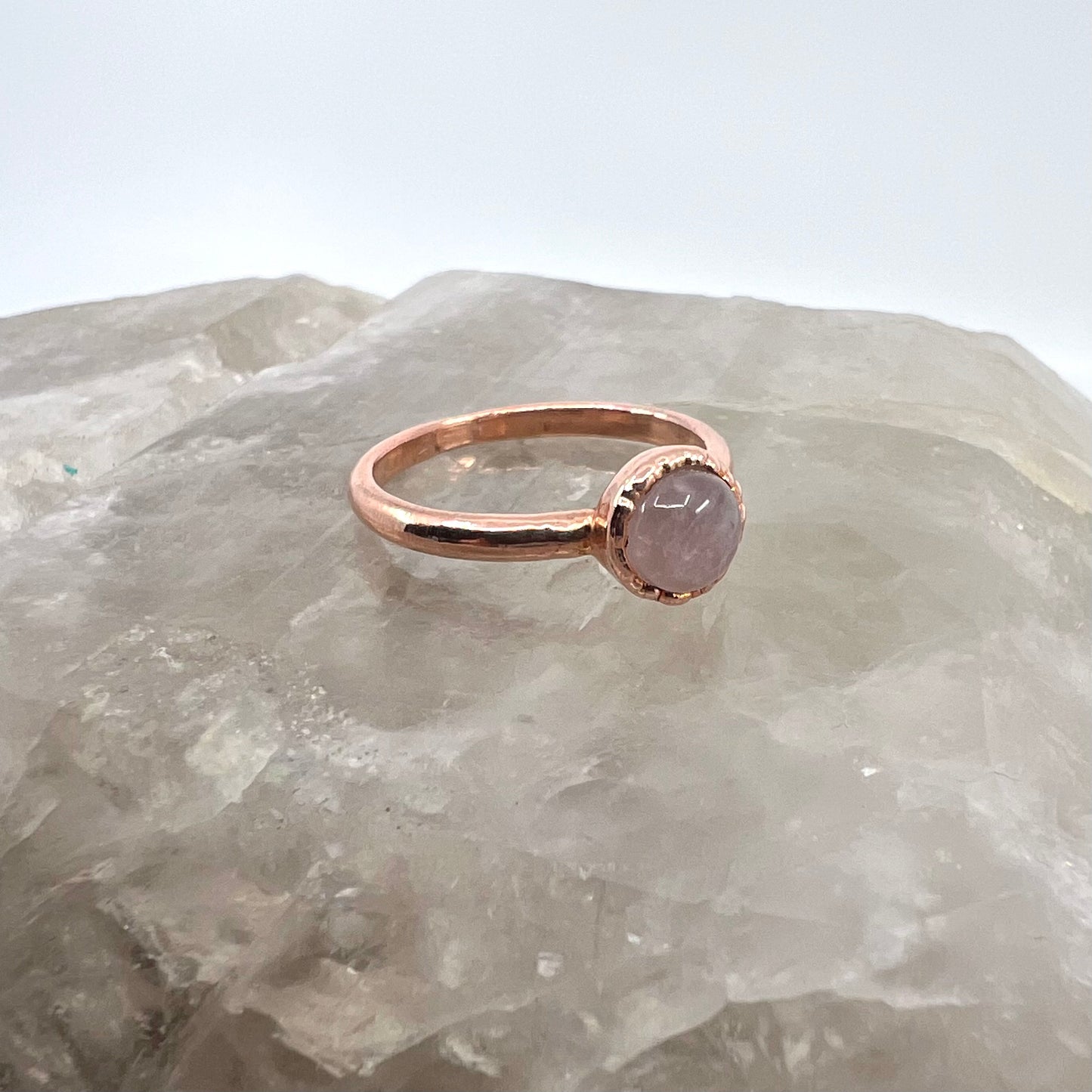 Size 7.25 Rose Quartz Ring - Copper Electroformed