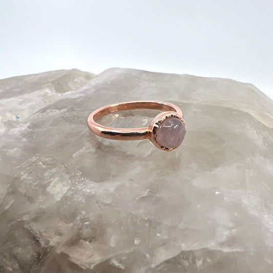 Size 7.25 Rose Quartz Ring - Copper Electroformed