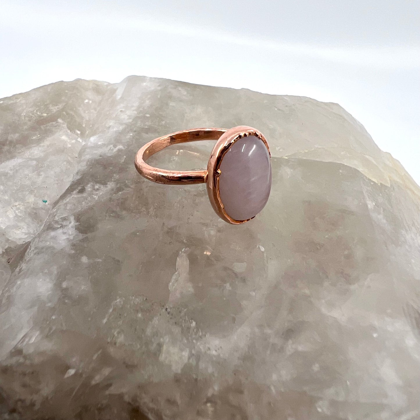 Size 7 Rose Quartz Ring - Copper Electroformed