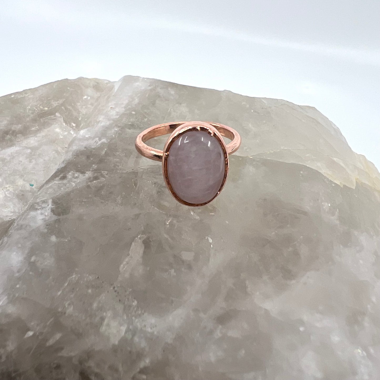 Size 7 Rose Quartz Ring - Copper Electroformed