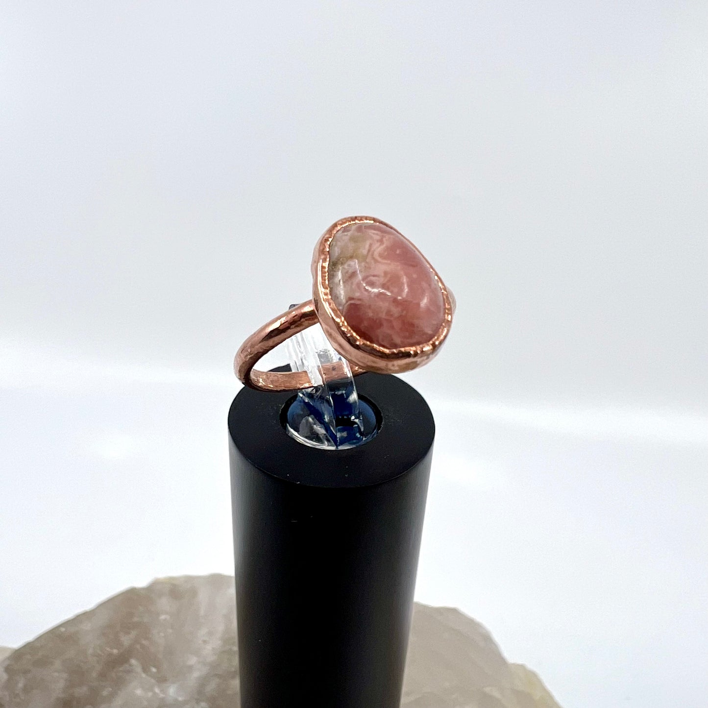 Size 6.75 Rhodochrosite Ring - Copper Electroformed