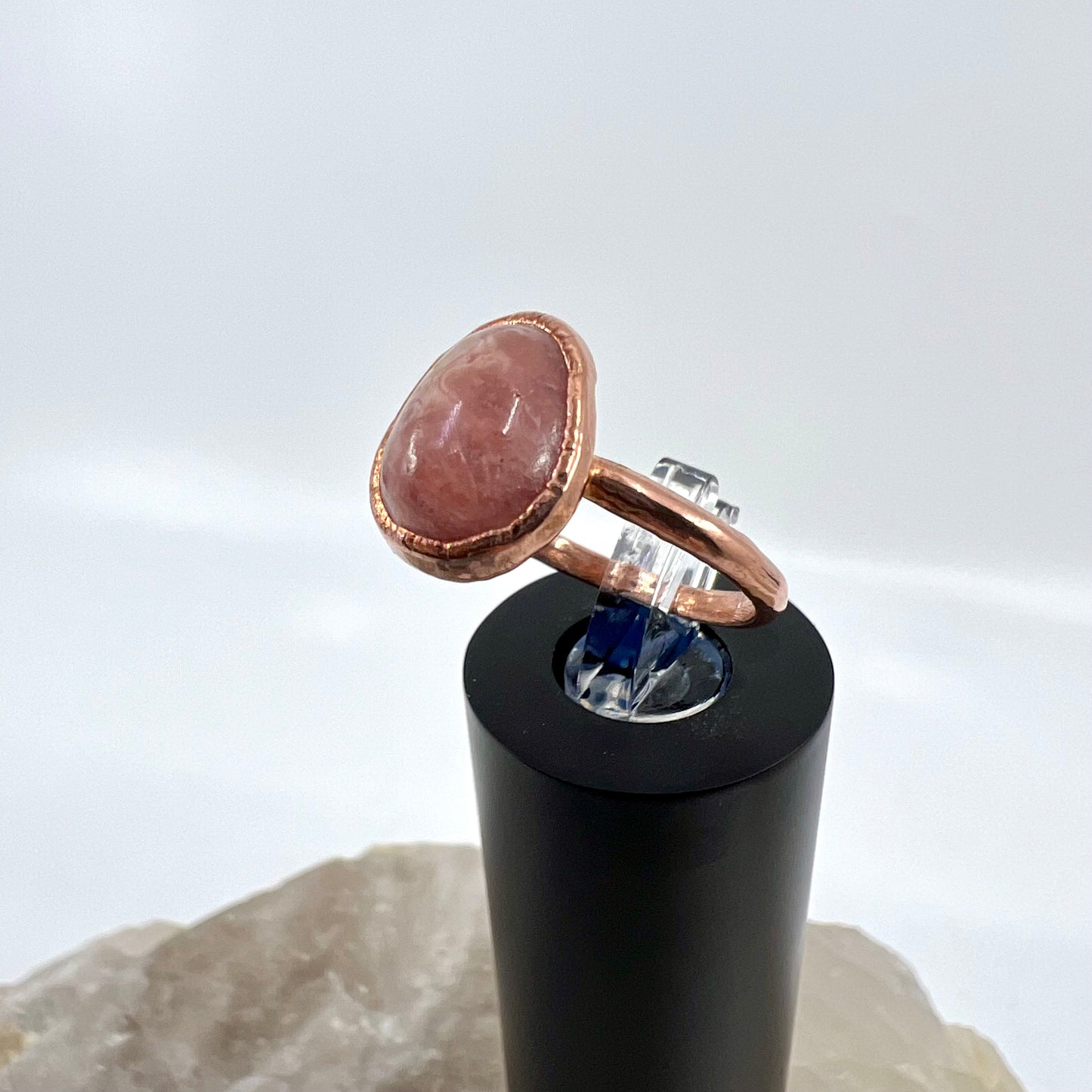 Size 6.75 Rhodochrosite Ring - Copper Electroformed