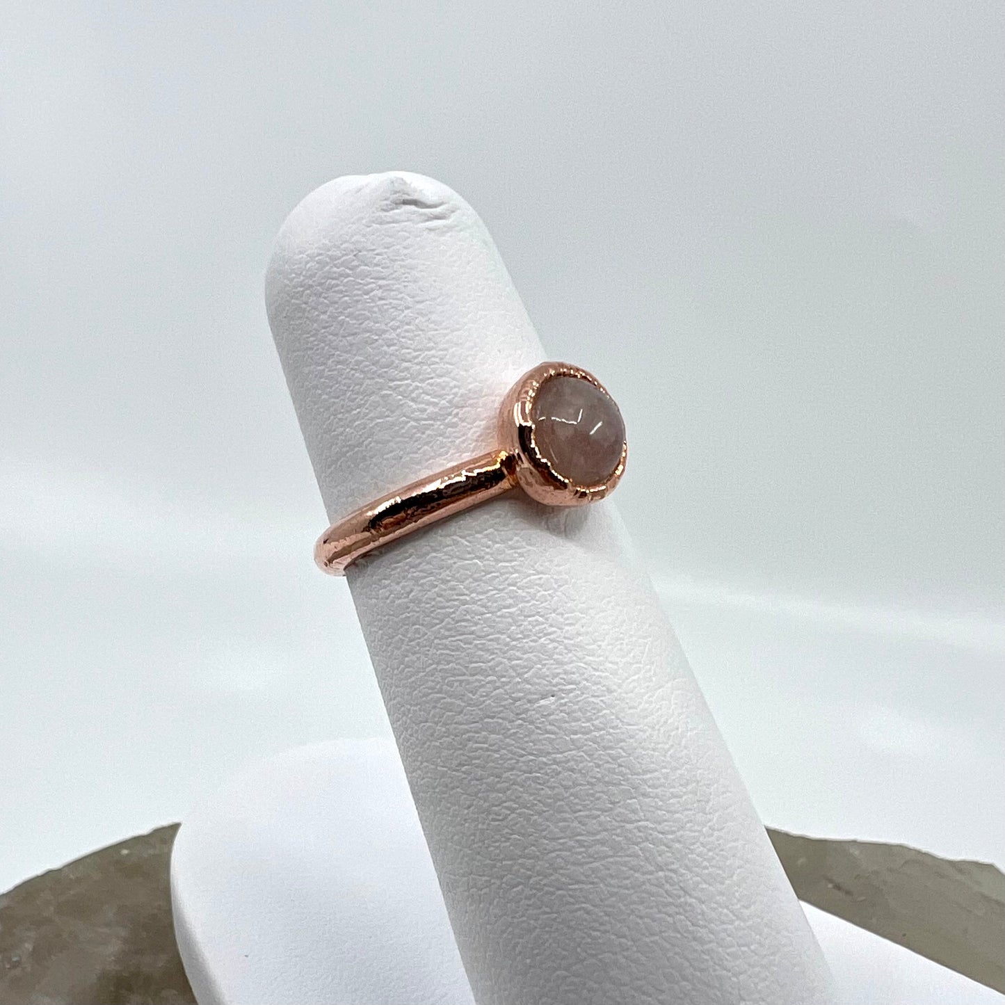 Size 4.25 Rose Quartz Ring - Copper Electroformed