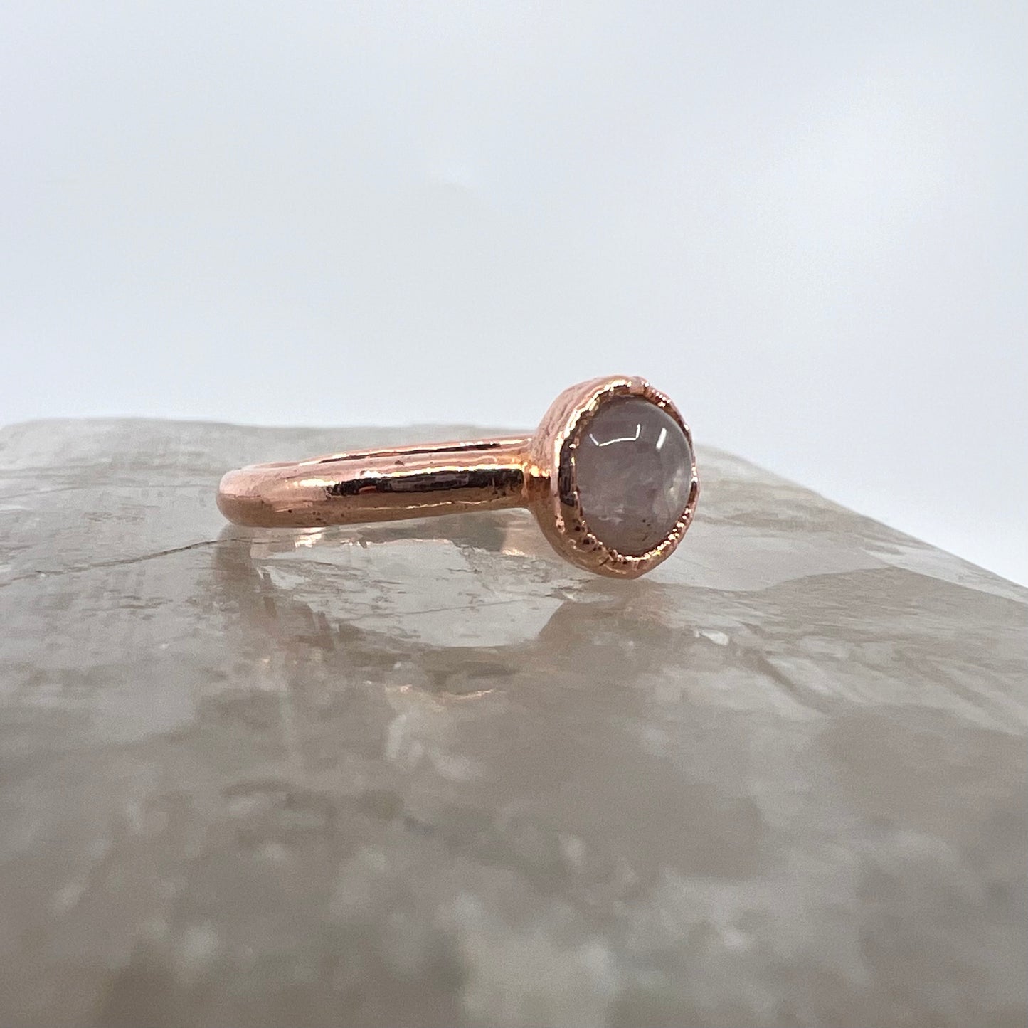 Size 4.25 Rose Quartz Ring - Copper Electroformed