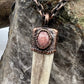 Antler Tip Necklace with Rhodochrosite Accent- Copper Electroformed