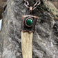 Antler Tip Necklace with Malachite Accent - Copper Electroformed