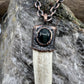 Antler Tip Necklace with Blue Tiger's Eye Accent- Copper Electroformed