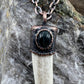 Antler Tip Necklace with Blue Tiger's Eye Accent- Copper Electroformed