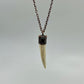 Antler Tip Necklace with Blue Tiger's Eye Accent- Copper Electroformed