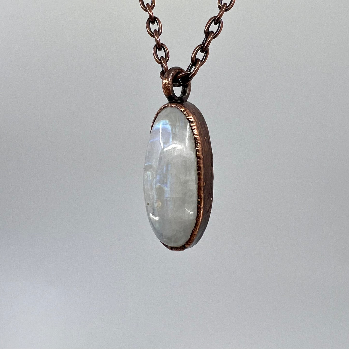 Rainbow Moonstone Necklace - Copper Electroformed