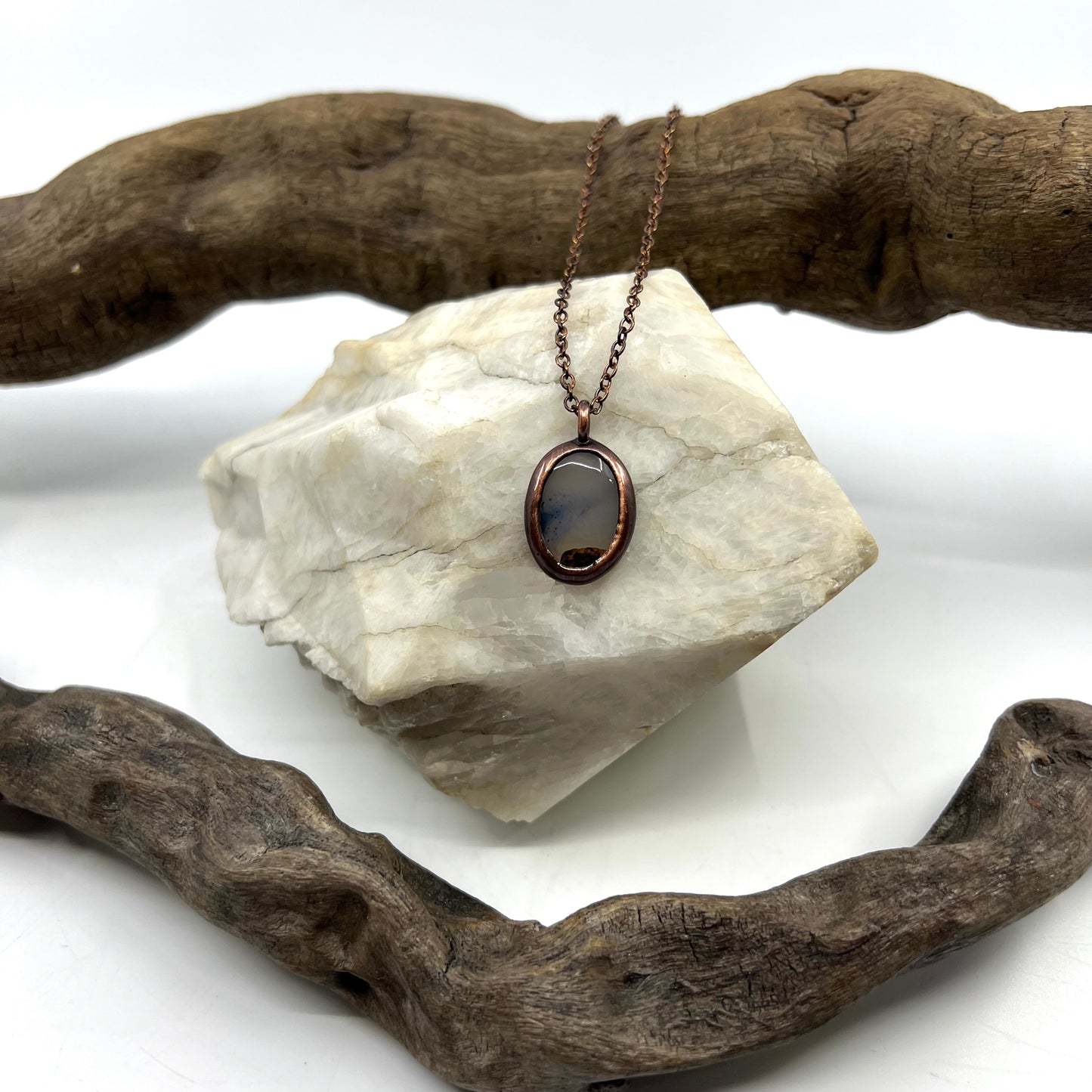 Montana Agate -- Copper Electroformed Necklace