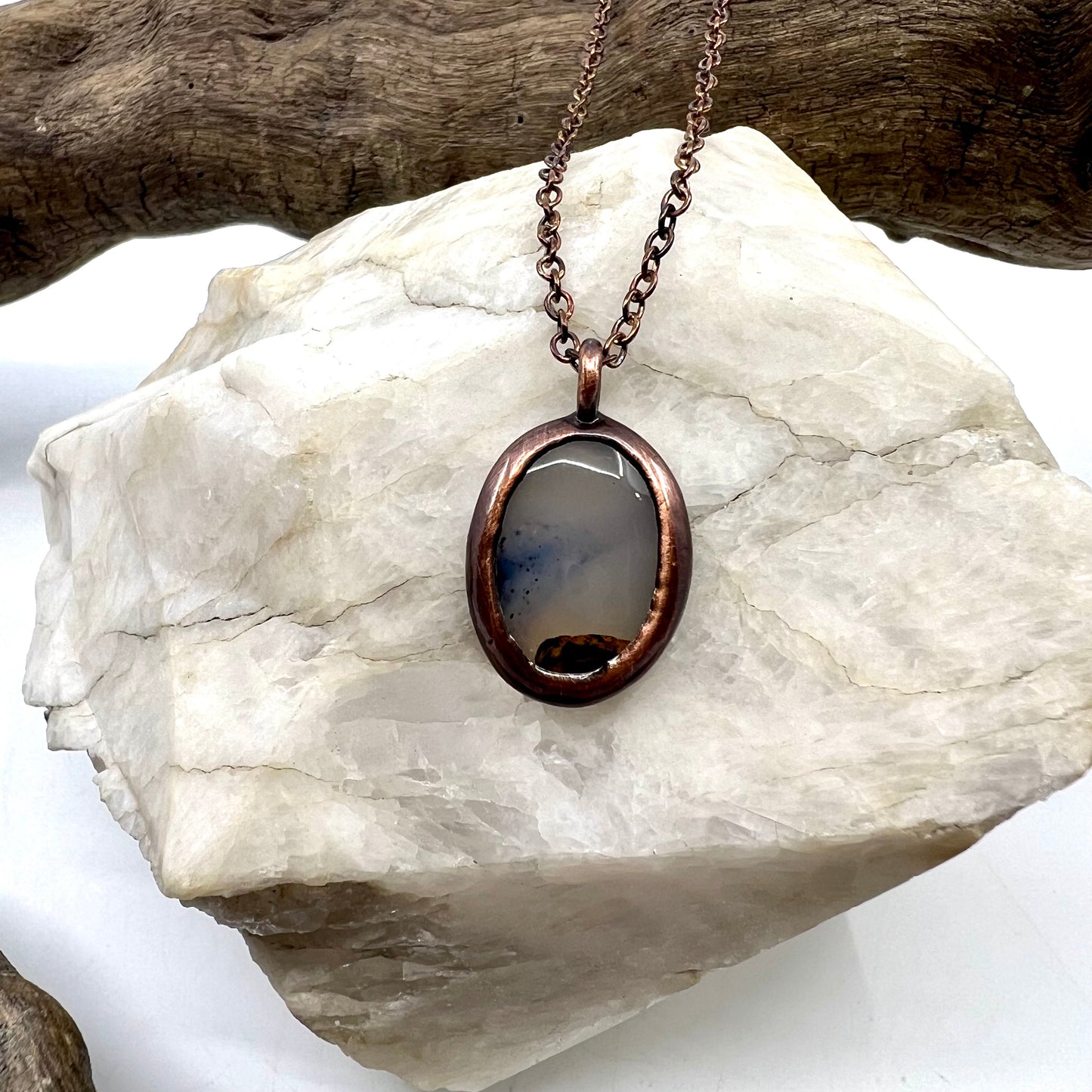 Montana Agate -- Copper Electroformed Necklace