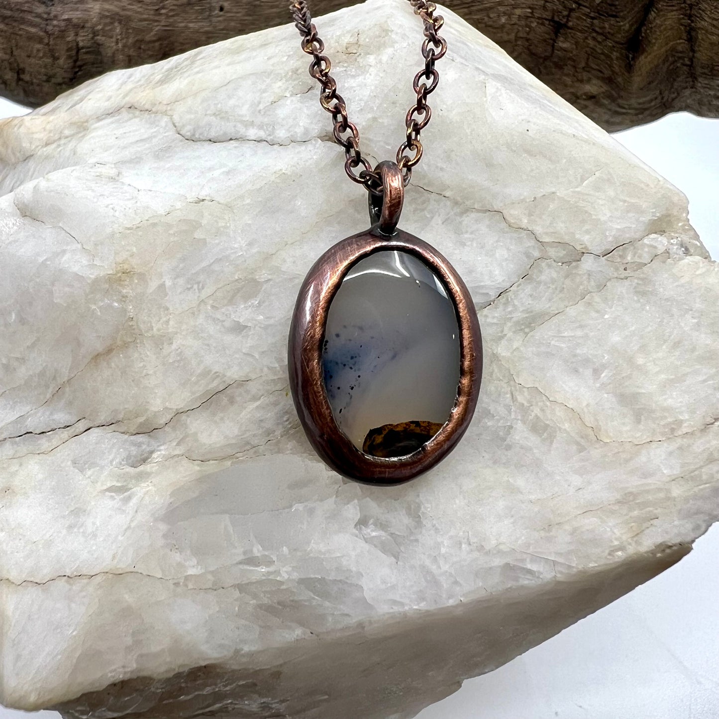 Montana Agate -- Copper Electroformed Necklace
